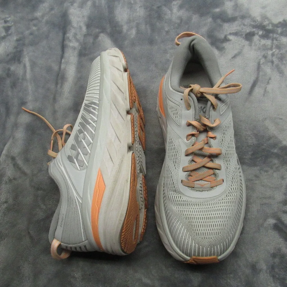 Hoka Womens Shoes 10D Harbor Mist Bondi 7 Wide Running Lightweight Chunky Active